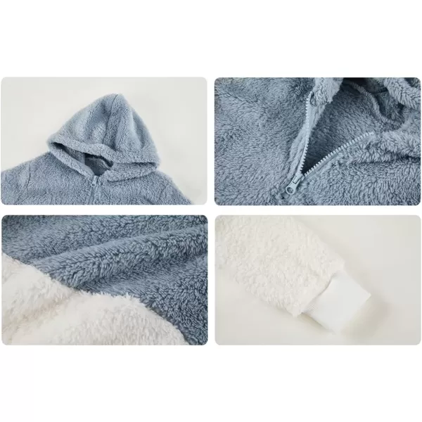 Haloumoning Girls Fuzzy Fleece Pullover Hoodies Sweatshirt Casual Loose Outwear Coat with Pockets 4-15 Years
