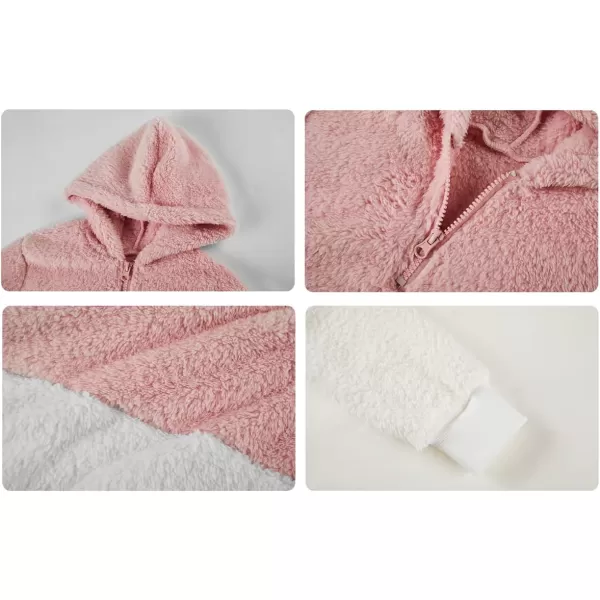 Haloumoning Girls Fuzzy Fleece Pullover Hoodies Sweatshirt Casual Loose Outwear Coat with Pockets 4-15 Years