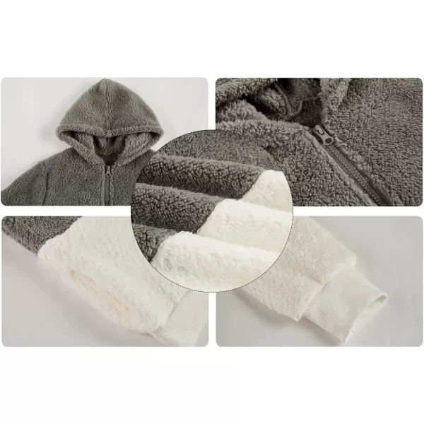 Haloumoning Girls Fuzzy Fleece Pullover Hoodies Sweatshirt Casual Loose Outwear Coat with Pockets 4-15 Years
