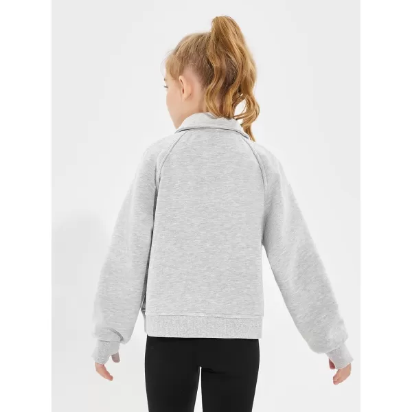 Haloumoning Girls Half Zip Sweatshirt Long Sleeve Pullover Crop Tops Kids Lightweight Fleece Fashion Winter Clothes