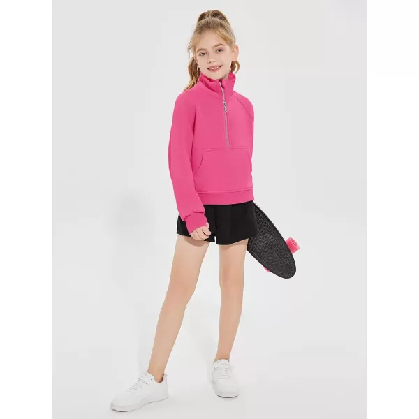 Haloumoning Girls Half Zip Sweatshirt Long Sleeve Pullover Crop Tops Kids Lightweight Fleece Fashion Winter Clothes