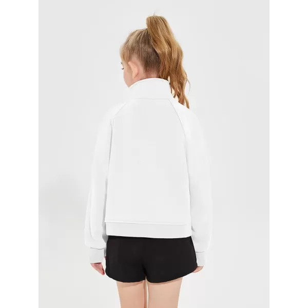 Haloumoning Girls Half Zip Sweatshirt Long Sleeve Pullover Crop Tops Kids Lightweight Fleece Fashion Winter Clothes
