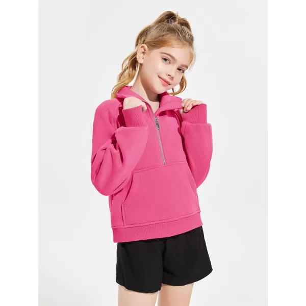 Haloumoning Girls Half Zip Sweatshirt Long Sleeve Pullover Crop Tops Kids Lightweight Fleece Fashion Winter Clothes