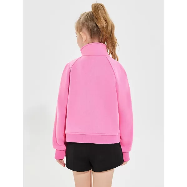 Haloumoning Girls Half Zip Sweatshirt Long Sleeve Pullover Crop Tops Kids Lightweight Fleece Fashion Winter Clothes