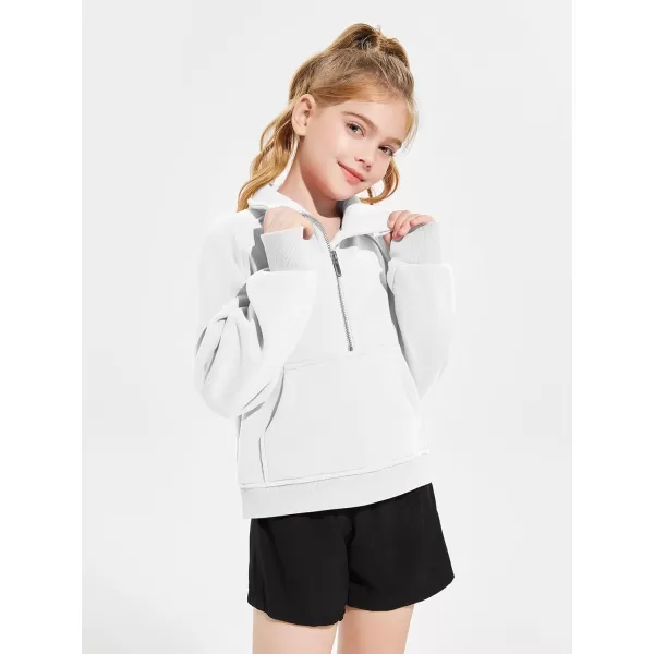 Haloumoning Girls Half Zip Sweatshirt Long Sleeve Pullover Crop Tops Kids Lightweight Fleece Fashion Winter Clothes