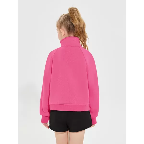 Haloumoning Girls Half Zip Sweatshirt Long Sleeve Pullover Crop Tops Kids Lightweight Fleece Fashion Winter Clothes