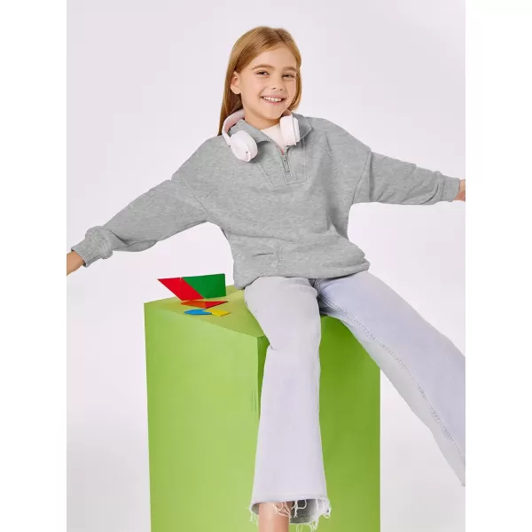 Haloumoning Girls Quarter Zip Sweatshirts Oversized Pullover Long Sleeve Mock Neck Warm Fleece Clothes