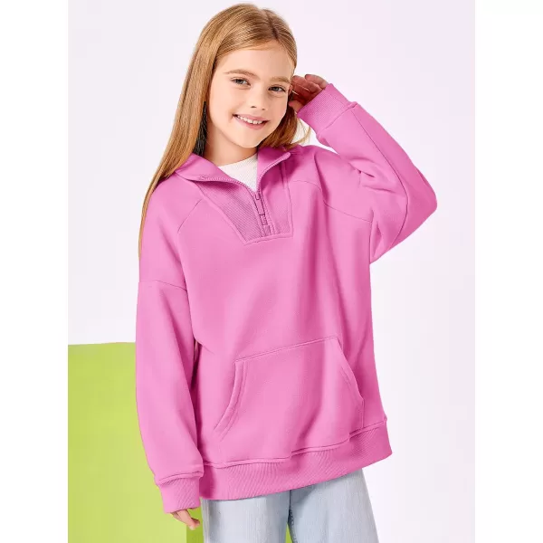Haloumoning Girls Quarter Zip Sweatshirts Oversized Pullover Long Sleeve Mock Neck Warm Fleece Clothes