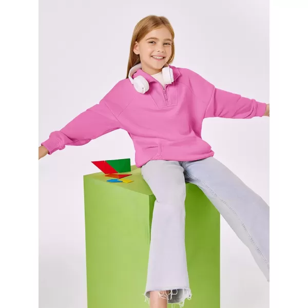 Haloumoning Girls Quarter Zip Sweatshirts Oversized Pullover Long Sleeve Mock Neck Warm Fleece Clothes