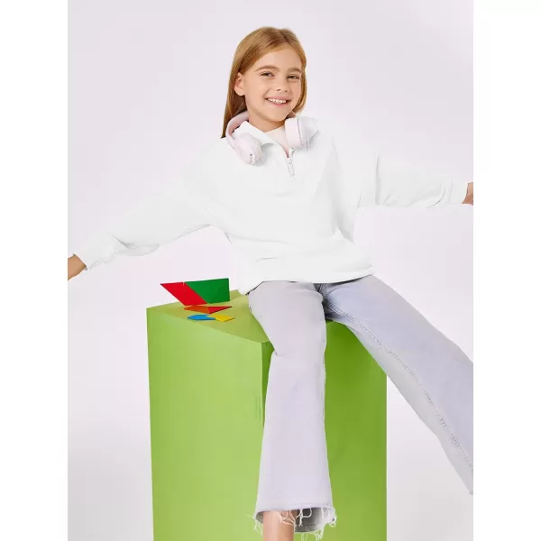 Haloumoning Girls Quarter Zip Sweatshirts Oversized Pullover Long Sleeve Mock Neck Warm Fleece Clothes