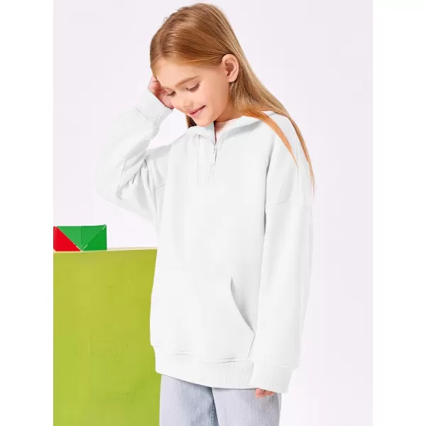 Haloumoning Girls Quarter Zip Sweatshirts Oversized Pullover Long Sleeve Mock Neck Warm Fleece Clothes