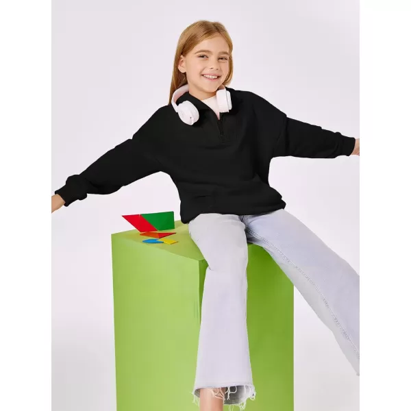 Haloumoning Girls Quarter Zip Sweatshirts Oversized Pullover Long Sleeve Mock Neck Warm Fleece Clothes