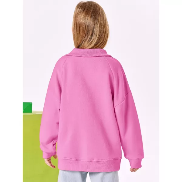 Haloumoning Girls Quarter Zip Sweatshirts Oversized Pullover Long Sleeve Mock Neck Warm Fleece Clothes