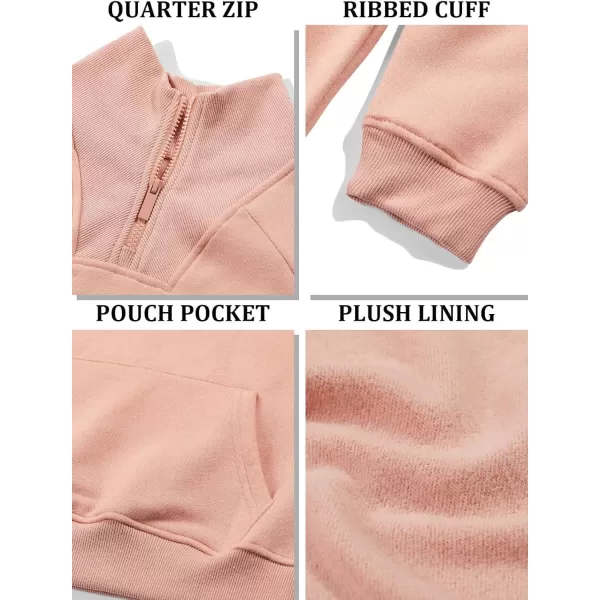 Haloumoning Girls Quarter Zip Sweatshirts Oversized Pullover Long Sleeve Mock Neck Warm Fleece Clothes