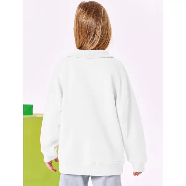Haloumoning Girls Quarter Zip Sweatshirts Oversized Pullover Long Sleeve Mock Neck Warm Fleece Clothes