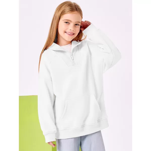 Haloumoning Girls Quarter Zip Sweatshirts Oversized Pullover Long Sleeve Mock Neck Warm Fleece Clothes