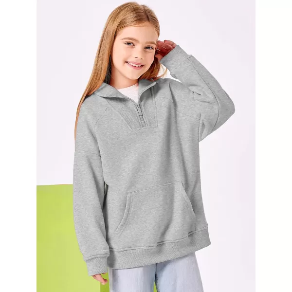 Haloumoning Girls Quarter Zip Sweatshirts Oversized Pullover Long Sleeve Mock Neck Warm Fleece Clothes