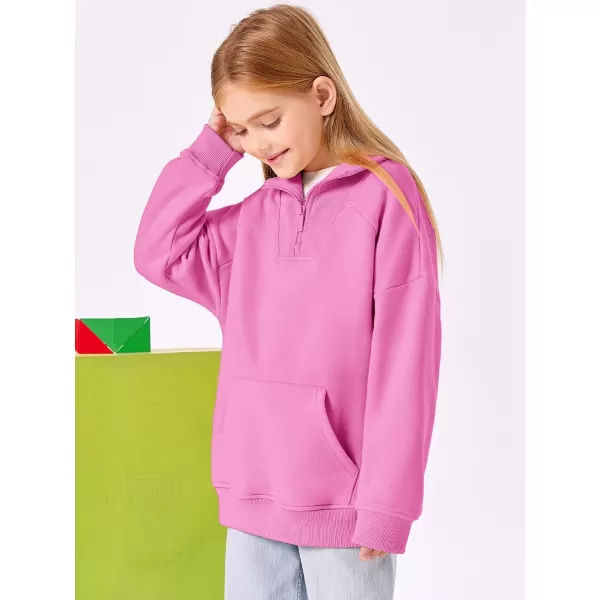 Haloumoning Girls Quarter Zip Sweatshirts Oversized Pullover Long Sleeve Mock Neck Warm Fleece Clothes