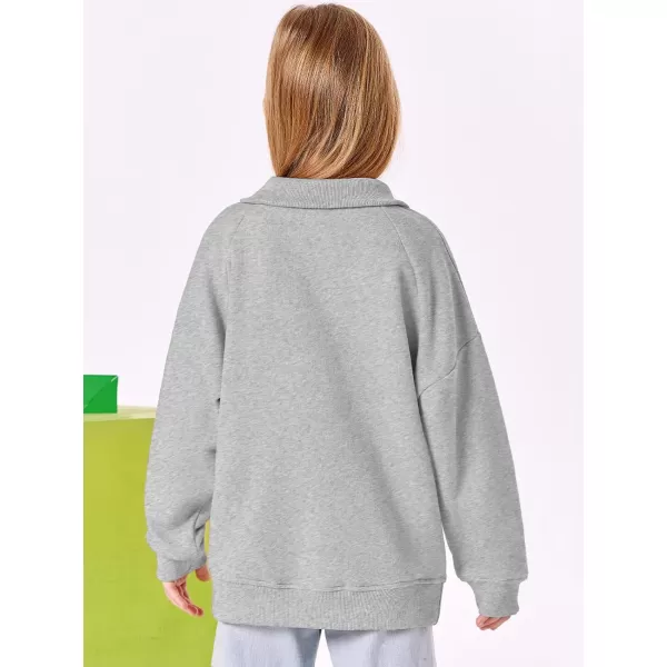 Haloumoning Girls Quarter Zip Sweatshirts Oversized Pullover Long Sleeve Mock Neck Warm Fleece Clothes