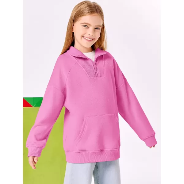 Haloumoning Girls Quarter Zip Sweatshirts Oversized Pullover Long Sleeve Mock Neck Warm Fleece Clothes