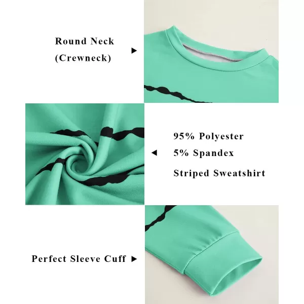 Haloumoning Girls Striped Color Block Sweatshirts Kids Tie Dye Crewneck Long Sleeve Pullover Tops 4-15 Years