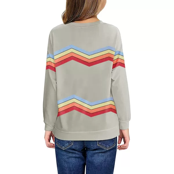 Haloumoning Girls Striped Color Block Sweatshirts Kids Tie Dye Crewneck Long Sleeve Pullover Tops 4-15 Years