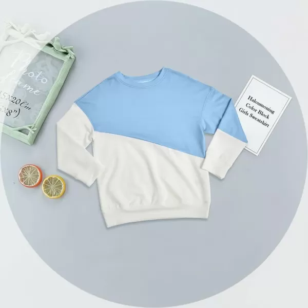 Haloumoning Girls Striped Color Block Sweatshirts Kids Tie Dye Crewneck Long Sleeve Pullover Tops 4-15 Years