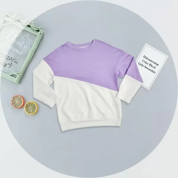 Haloumoning Girls Striped Color Block Sweatshirts Kids Tie Dye Crewneck Long Sleeve Pullover Tops 4-15 Years