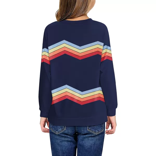 Haloumoning Girls Striped Color Block Sweatshirts Kids Tie Dye Crewneck Long Sleeve Pullover Tops 4-15 Years