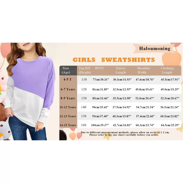 Haloumoning Girls Striped Color Block Sweatshirts Kids Tie Dye Crewneck Long Sleeve Pullover Tops 4-15 Years