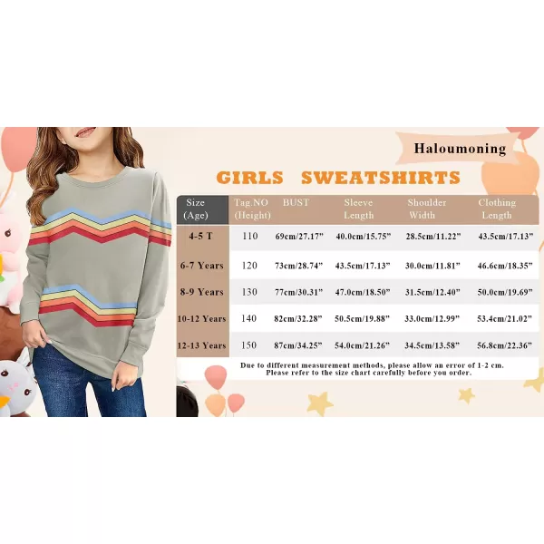 Haloumoning Girls Striped Color Block Sweatshirts Kids Tie Dye Crewneck Long Sleeve Pullover Tops 4-15 Years