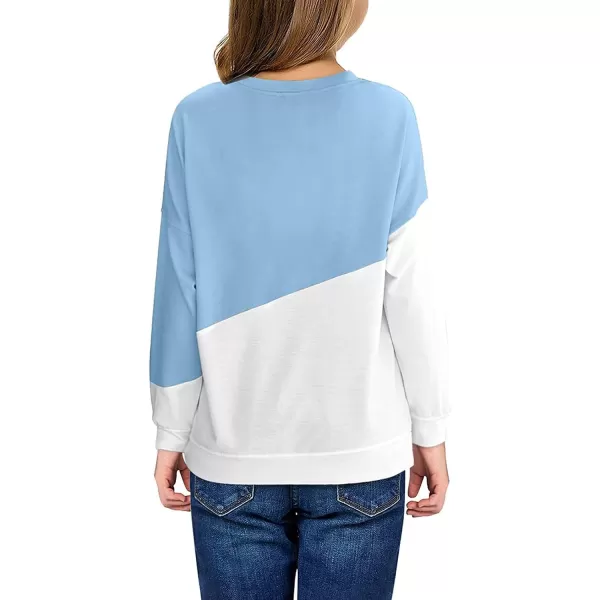 Haloumoning Girls Striped Color Block Sweatshirts Kids Tie Dye Crewneck Long Sleeve Pullover Tops 4-15 Years