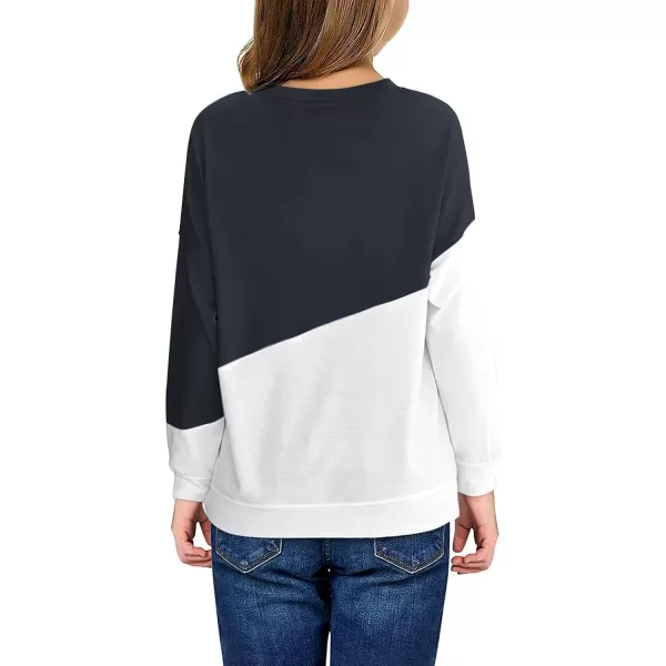Haloumoning Girls Striped Color Block Sweatshirts Kids Tie Dye Crewneck Long Sleeve Pullover Tops 4-15 Years
