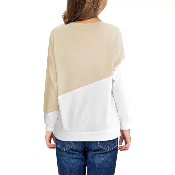 Haloumoning Girls Striped Color Block Sweatshirts Kids Tie Dye Crewneck Long Sleeve Pullover Tops 4-15 Years