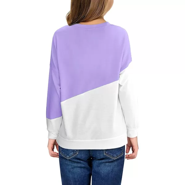 Haloumoning Girls Striped Color Block Sweatshirts Kids Tie Dye Crewneck Long Sleeve Pullover Tops 4-15 Years