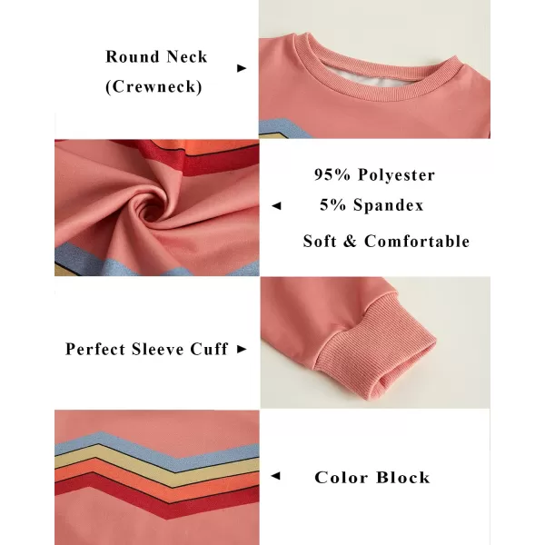 Haloumoning Girls Striped Color Block Sweatshirts Kids Tie Dye Crewneck Long Sleeve Pullover Tops 4-15 Years