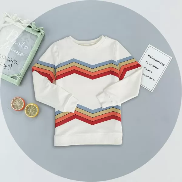 Haloumoning Girls Striped Color Block Sweatshirts Kids Tie Dye Crewneck Long Sleeve Pullover Tops 4-15 Years
