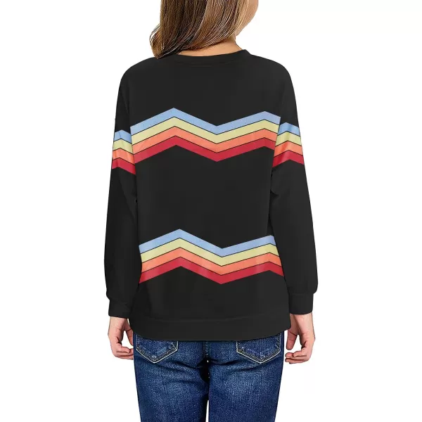 Haloumoning Girls Striped Color Block Sweatshirts Kids Tie Dye Crewneck Long Sleeve Pullover Tops 4-15 Years