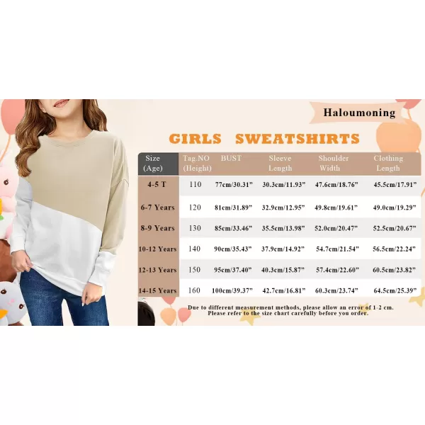 Haloumoning Girls Striped Color Block Sweatshirts Kids Tie Dye Crewneck Long Sleeve Pullover Tops 4-15 Years