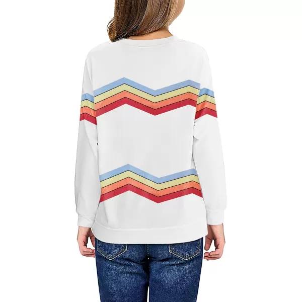 Haloumoning Girls Striped Color Block Sweatshirts Kids Tie Dye Crewneck Long Sleeve Pullover Tops 4-15 Years