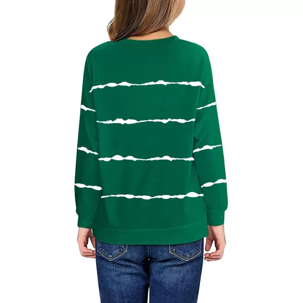 Haloumoning Girls Striped Color Block Sweatshirts Kids Tie Dye Crewneck Long Sleeve Pullover Tops 4-15 Years