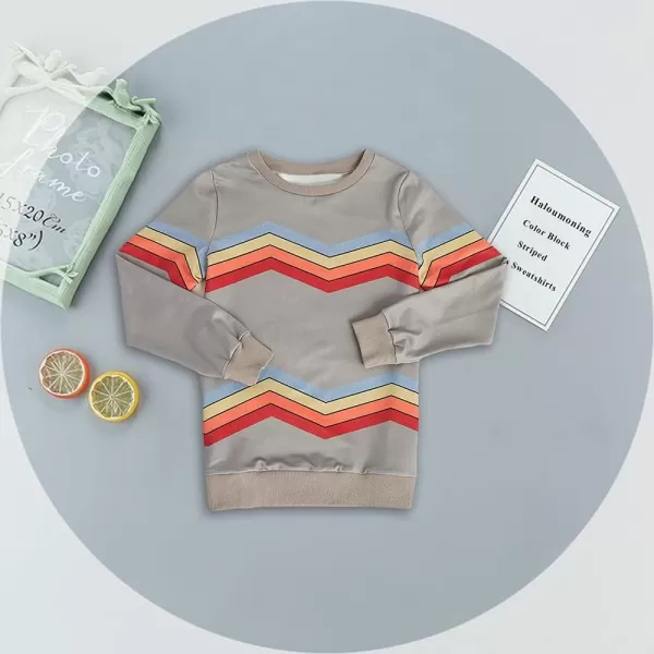 Haloumoning Girls Striped Color Block Sweatshirts Kids Tie Dye Crewneck Long Sleeve Pullover Tops 4-15 Years