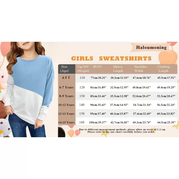 Haloumoning Girls Striped Color Block Sweatshirts Kids Tie Dye Crewneck Long Sleeve Pullover Tops 4-15 Years