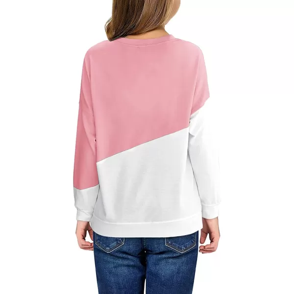 Haloumoning Girls Striped Color Block Sweatshirts Kids Tie Dye Crewneck Long Sleeve Pullover Tops 4-15 Years