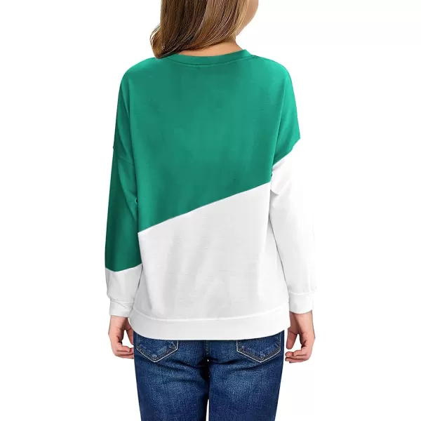 Haloumoning Girls Striped Color Block Sweatshirts Kids Tie Dye Crewneck Long Sleeve Pullover Tops 4-15 Years