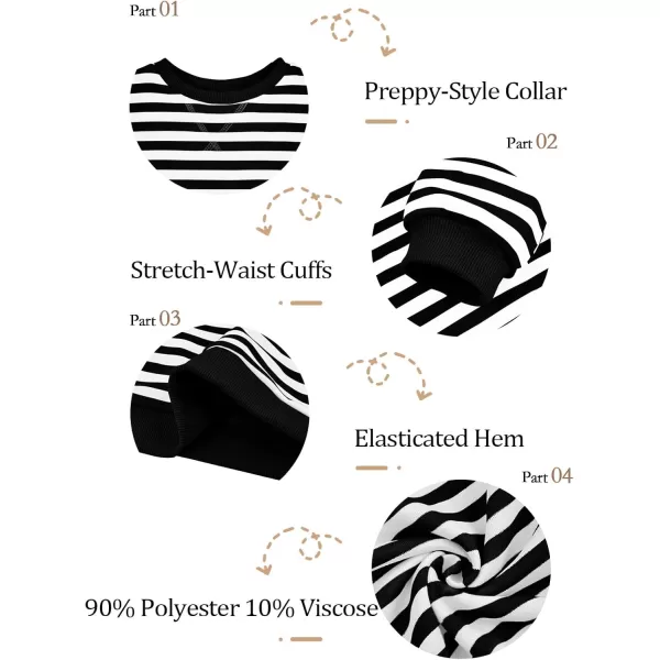 Haloumoning Girls Striped Crewneck Sweatshirt Kids Long Sleeve Oversized Fashion Pullover Tops Fall Clothes 5-14 Years