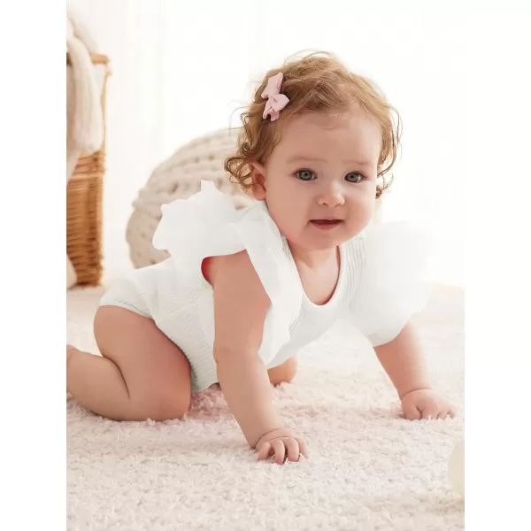 Haloumoning Newborn Baby Girl Ribbed Ruffle Romper Bodysuit Short Sleeve Infant Clothes
