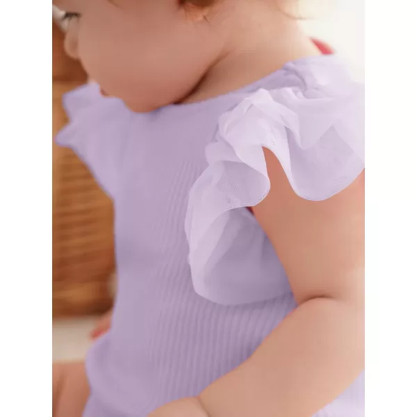 Haloumoning Newborn Baby Girl Ribbed Ruffle Romper Bodysuit Short Sleeve Infant Clothes