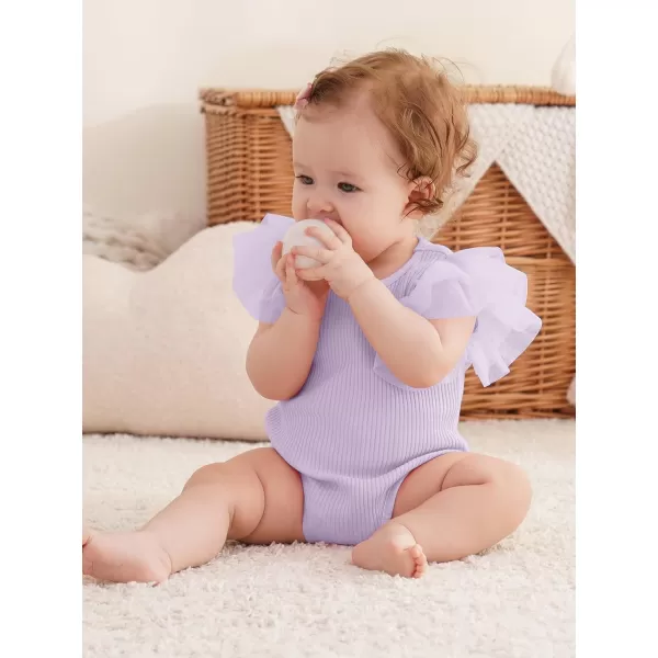 Haloumoning Newborn Baby Girl Ribbed Ruffle Romper Bodysuit Short Sleeve Infant Clothes