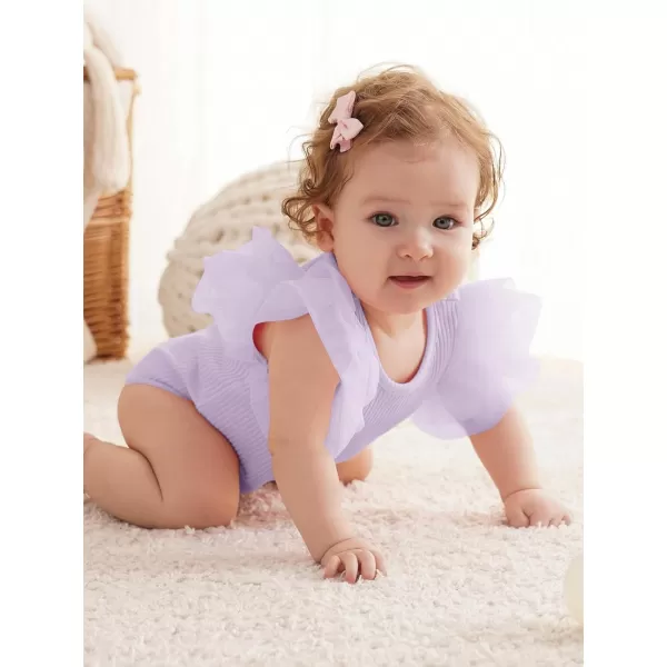 Haloumoning Newborn Baby Girl Ribbed Ruffle Romper Bodysuit Short Sleeve Infant Clothes
